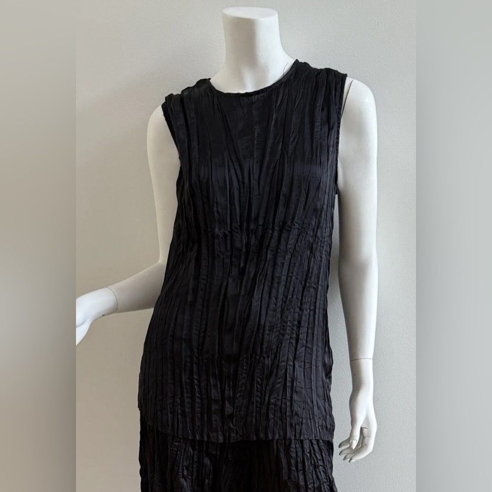 COS Pleated Sleeveless Top Blouse Shirt, Size 12, Black